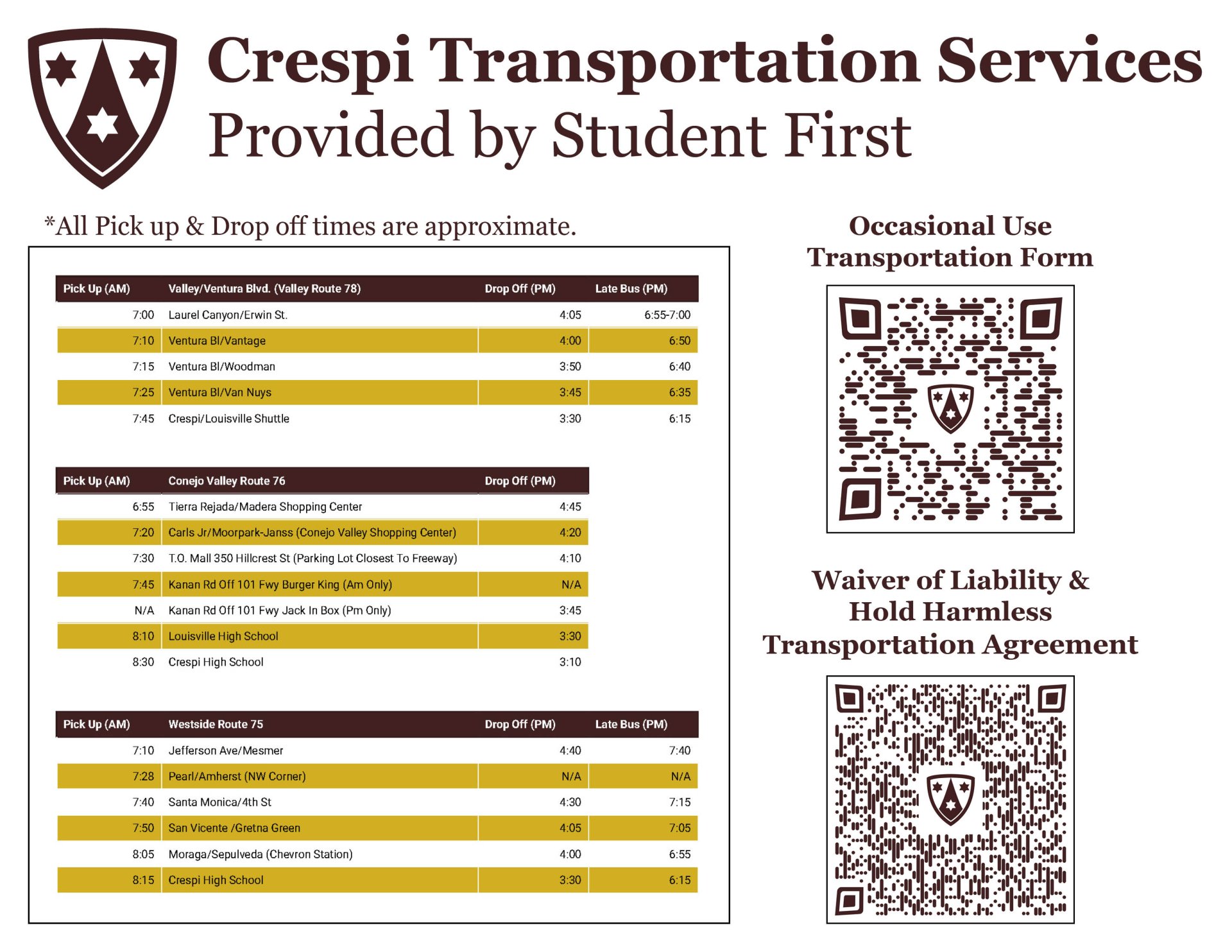 Bus transportation routes