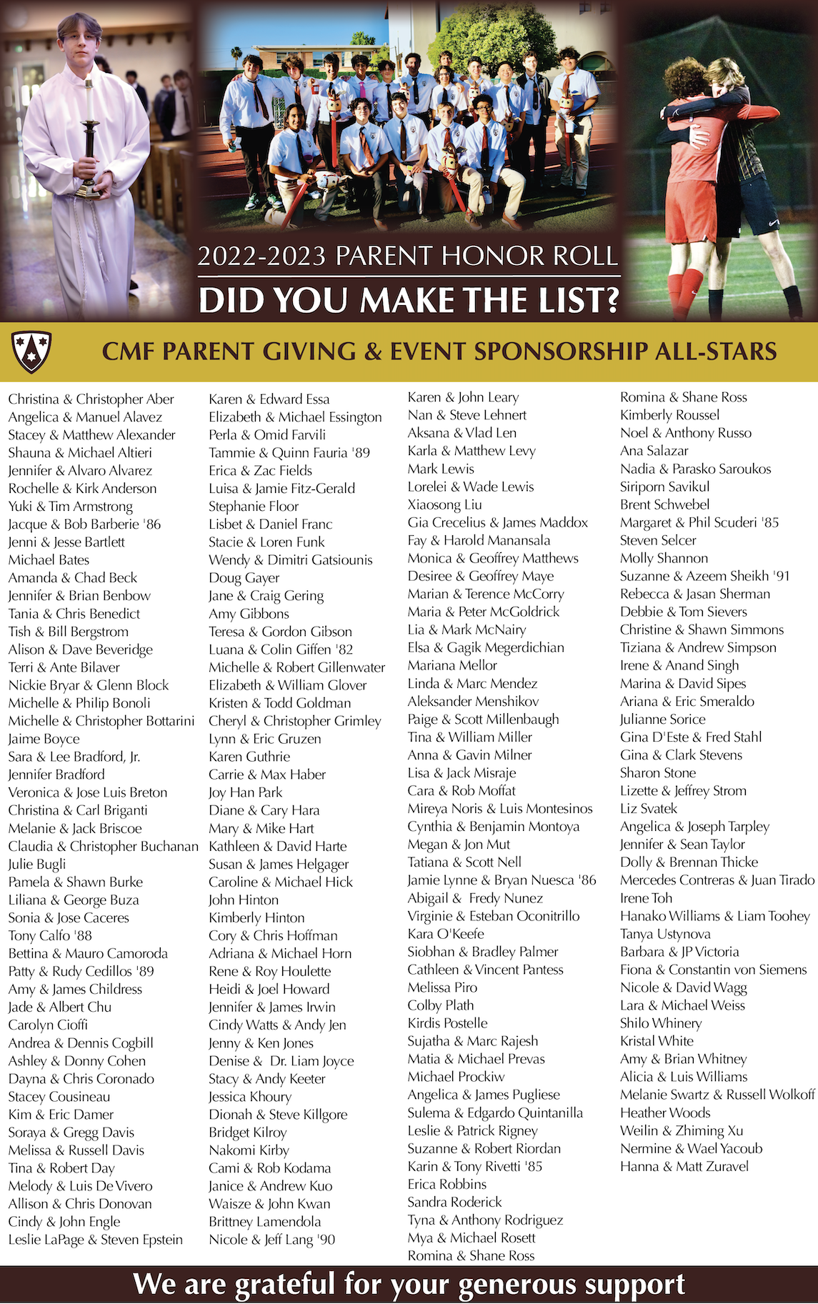 Honor Roll of Donors, Alumni